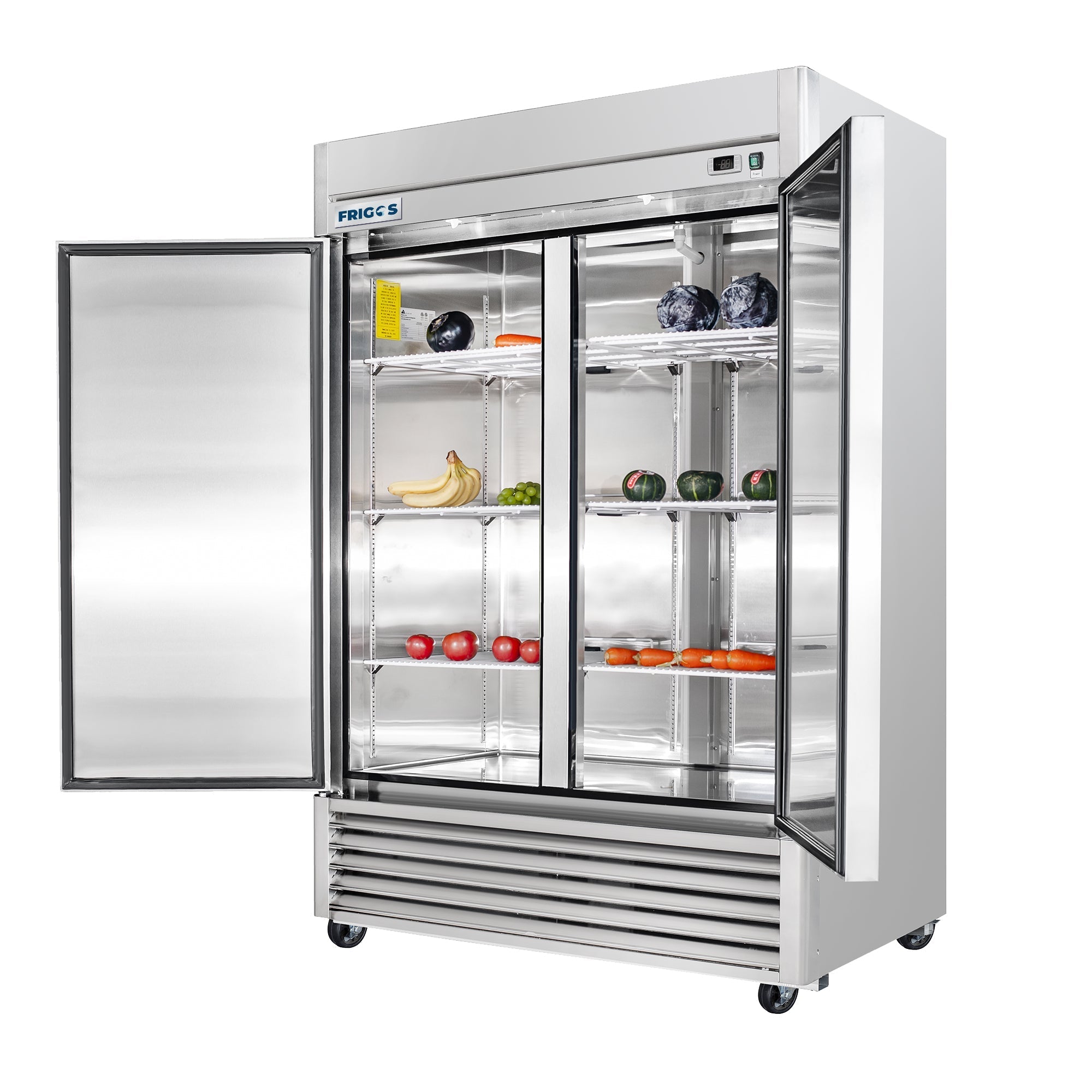 Frigos 54" Commercial Refrigerator, 2 Doors, 47 Cu Ft, Stainless Steel Floor