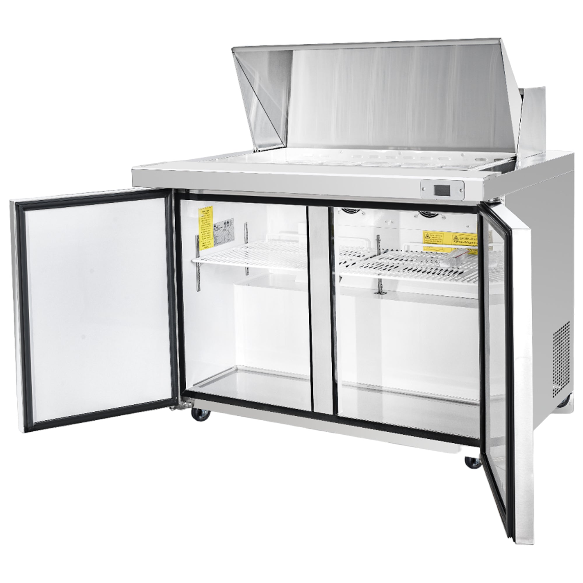Frigos 48" Sandwich Prep Table Refrigerator, 2 Doors, Stainless Steel Floor - FG-SWPT-48