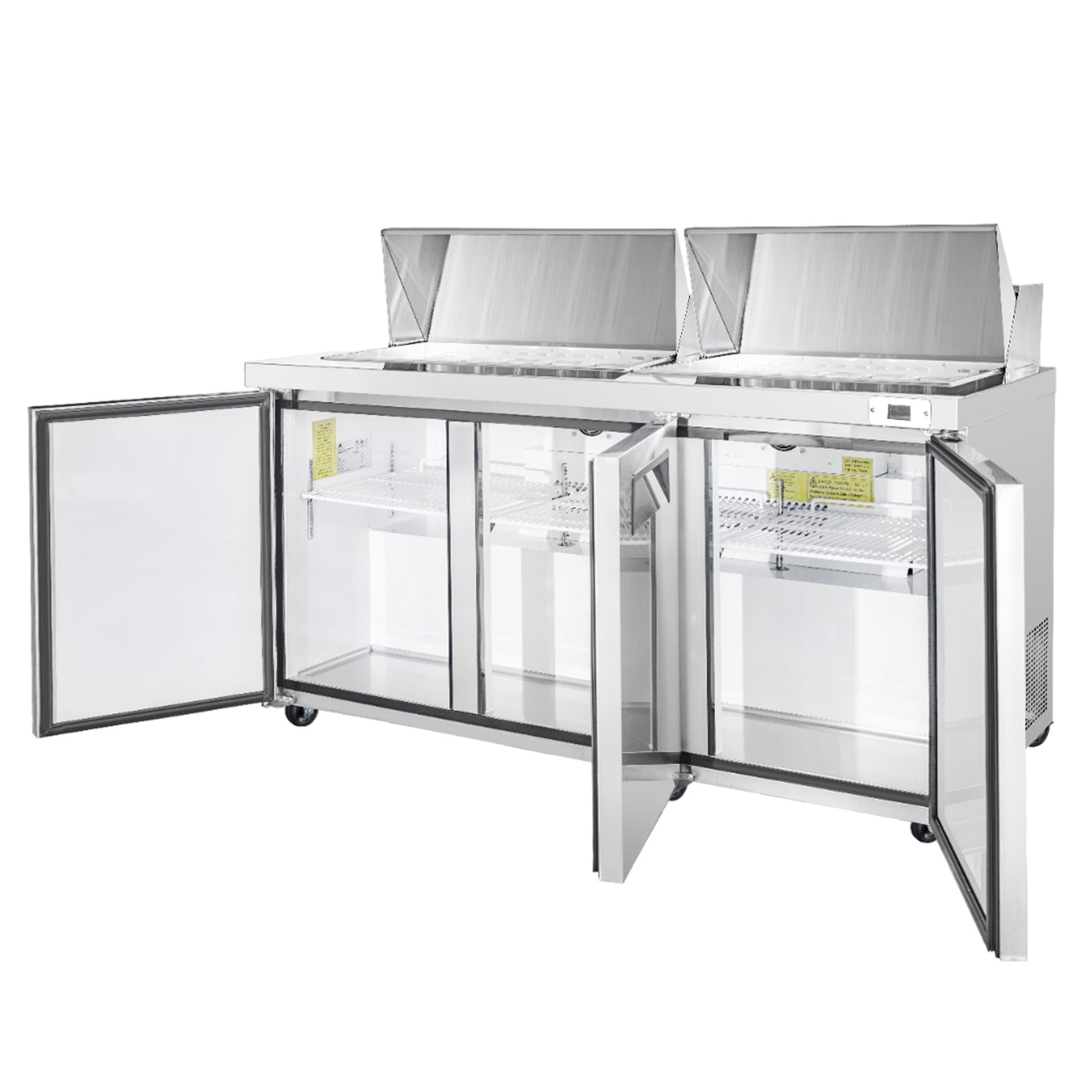 Frigos 72" Sandwich Prep Table Refrigerator, 3 Doors, Stainless Steel Floor - FG-SWPT-72