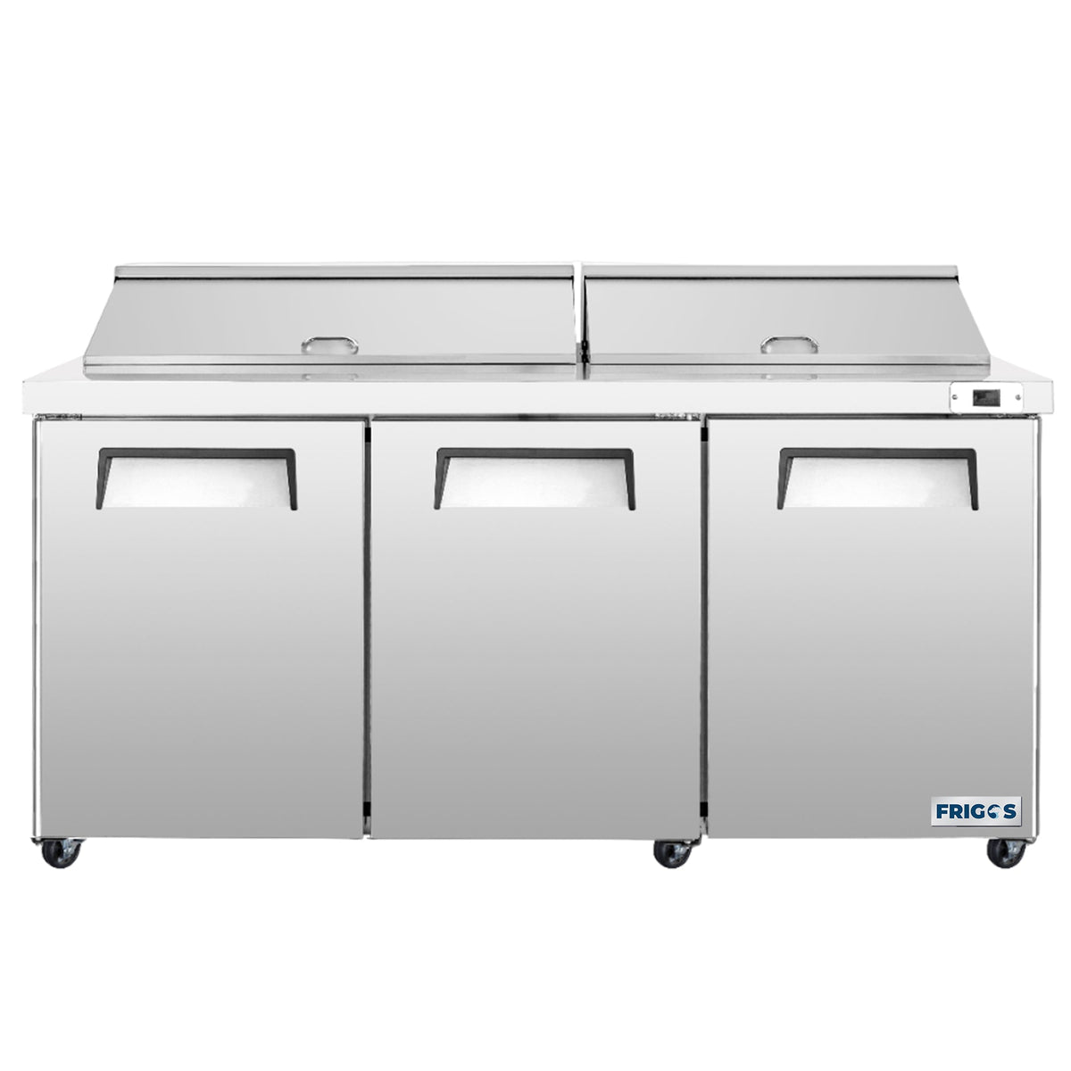 Frigos 72" Sandwich Prep Table Refrigerator, 3 Doors, Stainless Steel Floor - FG-SWPT-72