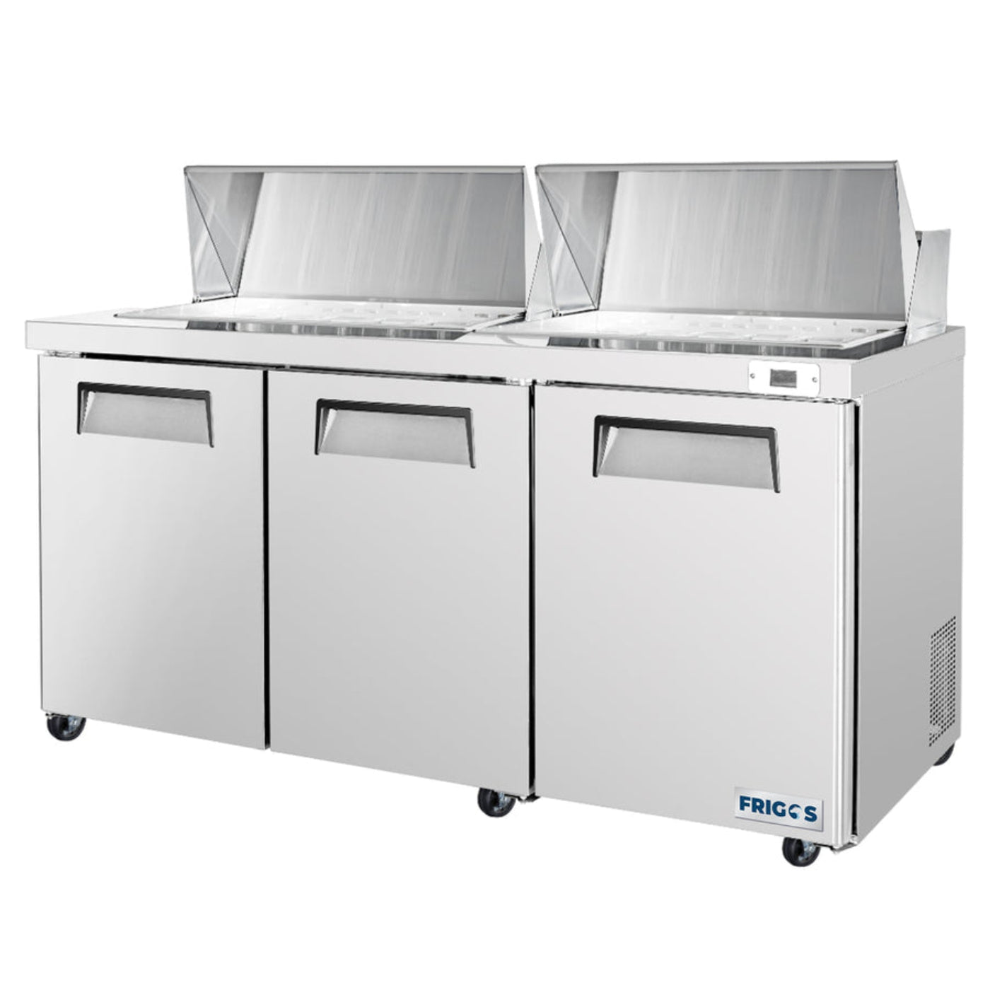 Frigos 72" Sandwich & Salad Prep Table Refrigerator, 3 Doors, Stainless Steel Floor