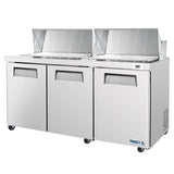 Frigos 72" Sandwich & Salad Prep Table Refrigerator, 3 Doors, Stainless Steel Floor