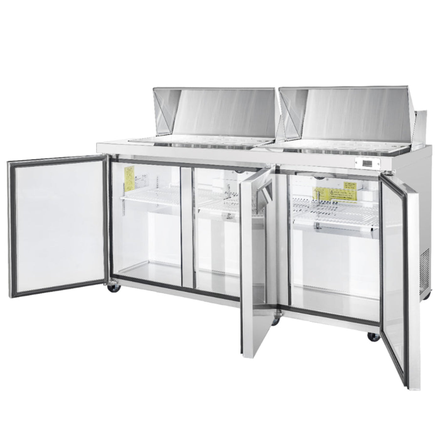 Frigos 72" Sandwich & Salad Prep Table Refrigerator, 3 Doors, Stainless Steel Floor