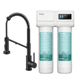KRAUS Bolden 2-in-1 Pull-Down Single Handle Water Filter Kitchen Faucet in Matte Black with Purita 2-Stage Under-Sink Filtration System - FS-1001-KFF-1610MB