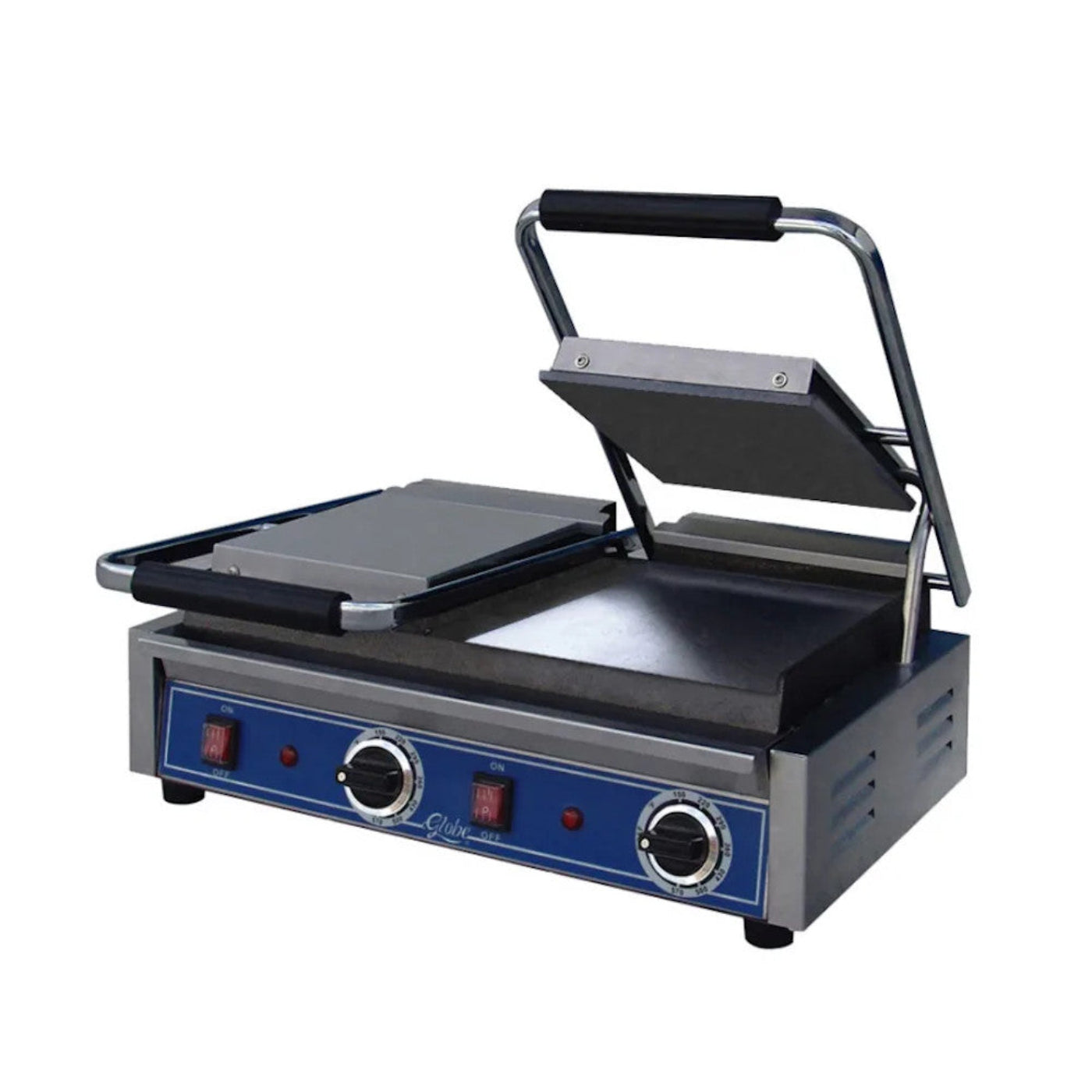 Globe GSGDUE10 Bistro Series Double Sandwich Grill with Smooth Plates - 3200W - GLGSGDUE10