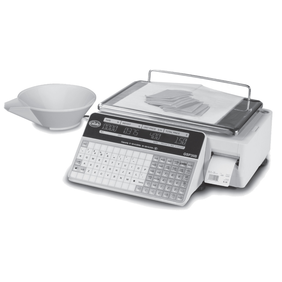 Globe GSP30B 30 lb. Price Computing Label Printing Scale, Legal for Trade - GLGSP30B