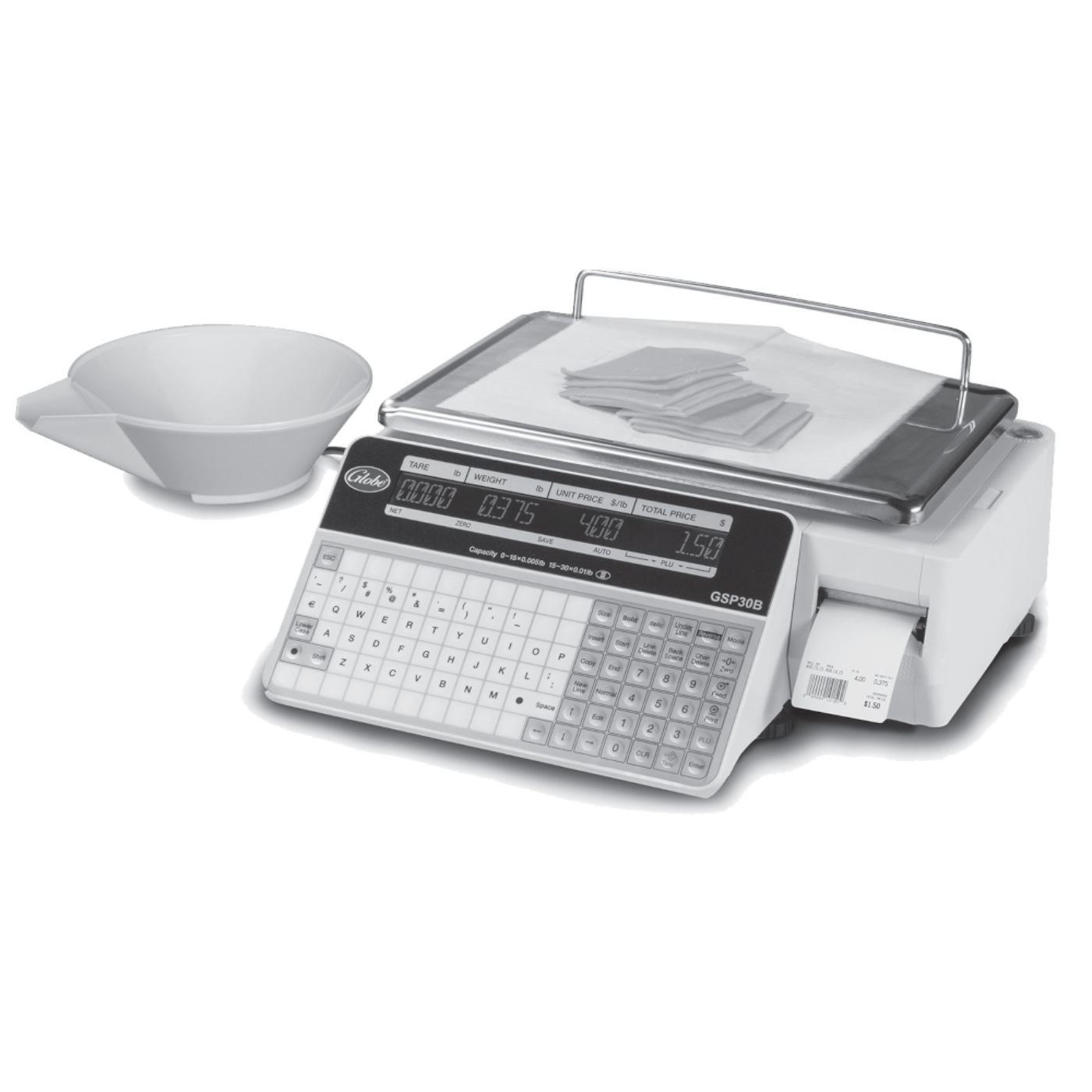 Globe GSP30B 30 lb. Price Computing Label Printing Scale, Legal for Trade - GLGSP30B