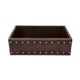Rustic Premier Copper Hammered Copper Apron Front Single Basin Kitchen Sink with Barrel Strap Design - KASDB