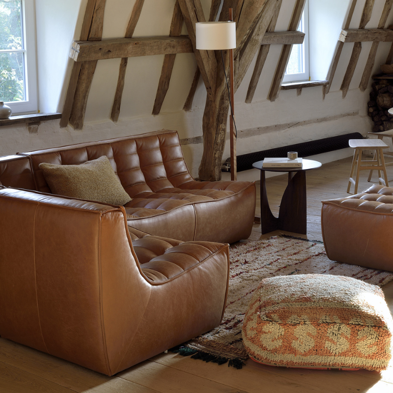 Ethnicraft N701 Leather Footstool - ETH-20081