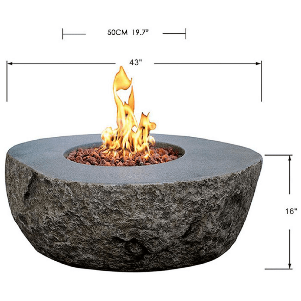 Elementi - Boulder Round Concrete Fire Pit Table OFG110