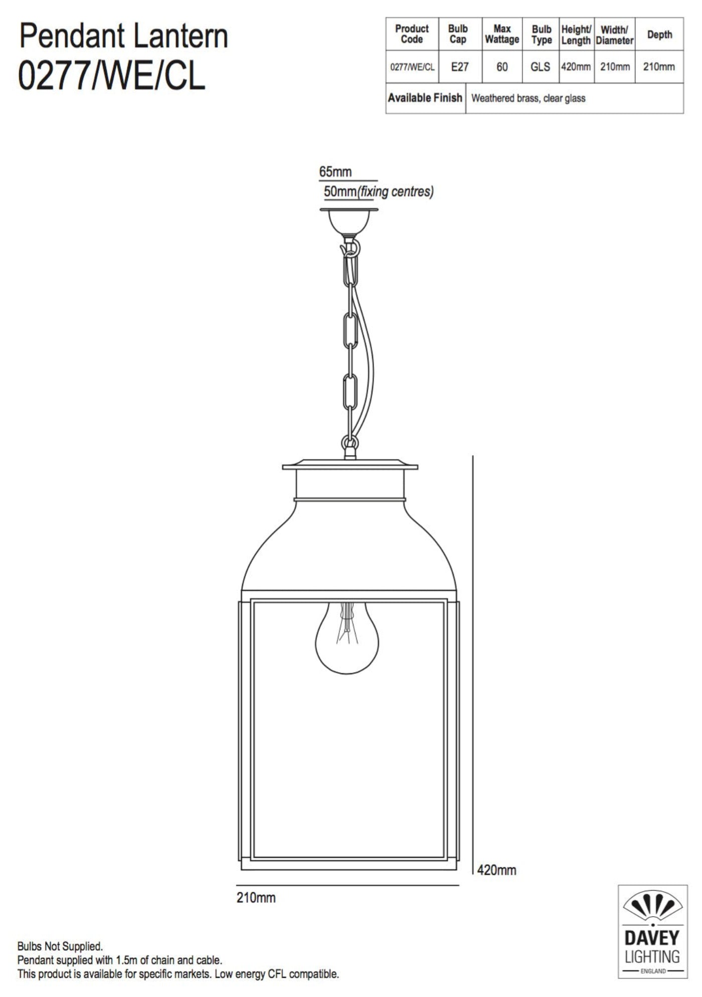 Davey Lighting Lantern Pendant 0277
