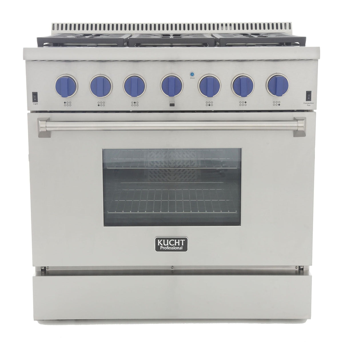Kucht Professional 36 in. 5.2 cu ft. Propane Gas Range with Classic Silver Knobs - KRG3618U/LP-S