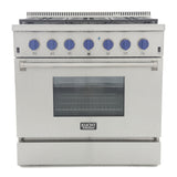 Kucht Professional 36 in. 5.2 cu ft. Propane Gas Range with Classic Silver Knobs - KRG3618U/LP-S
