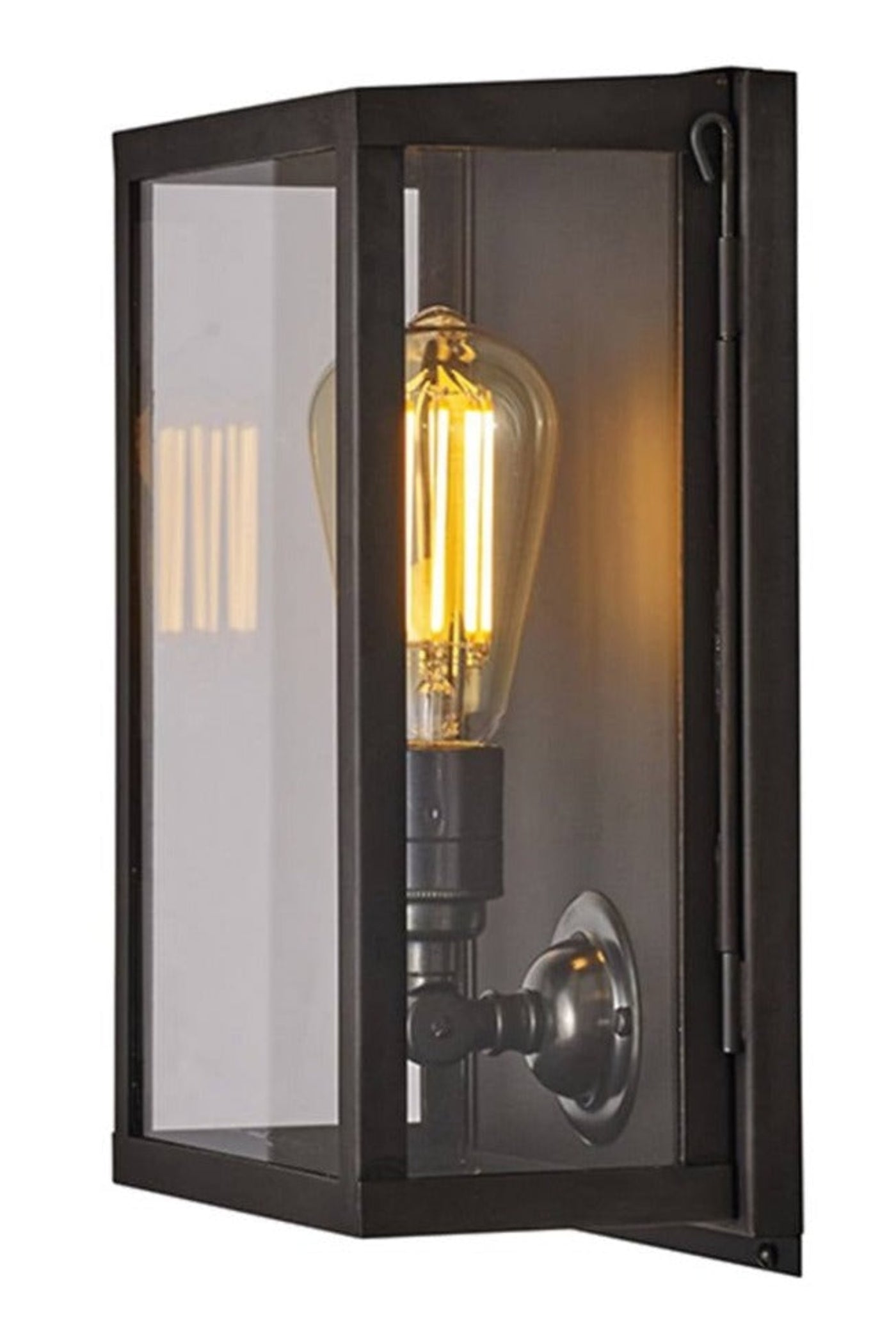 Davey Lighting Medium Box Wall Light With Internal Glass-Weathered Brass