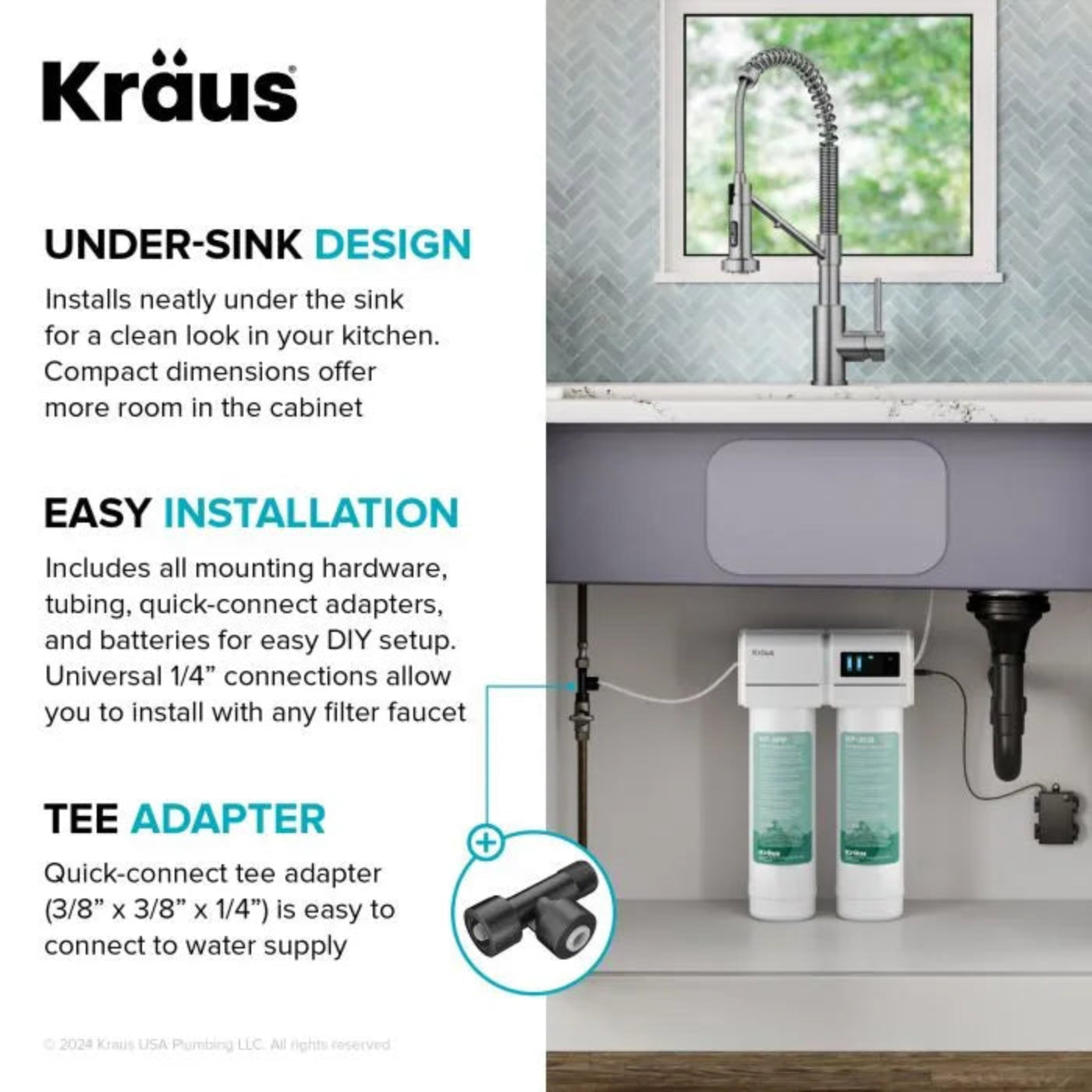 KRAUS Bolden 2-in-1 Pull-Down Single Handle Water Filter Kitchen Faucet in Matte Black with Purita 2-Stage Under-Sink Filtration System - FS-1001-KFF-1610MB