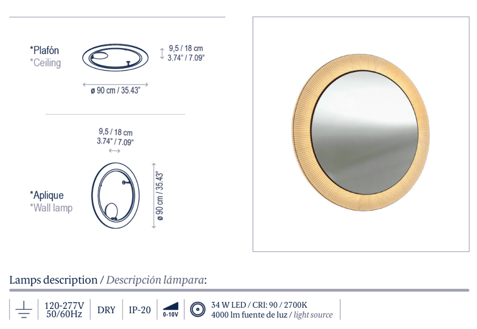 Bover Roda PF/90 LED Dimmable Ceiling Lamp - 36614106190U