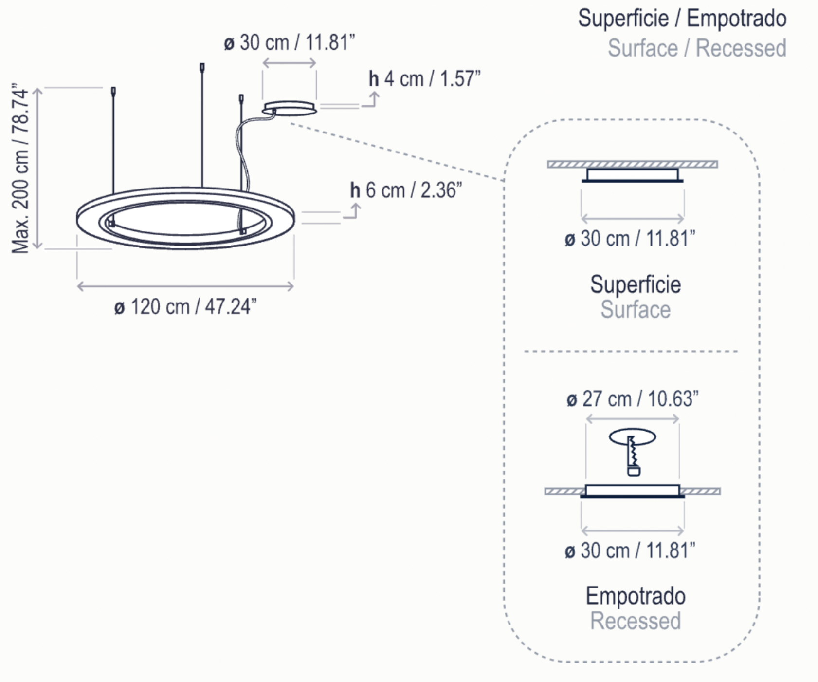 Bover Roda S/120 LED Dimmable Pendant - 36601210190U