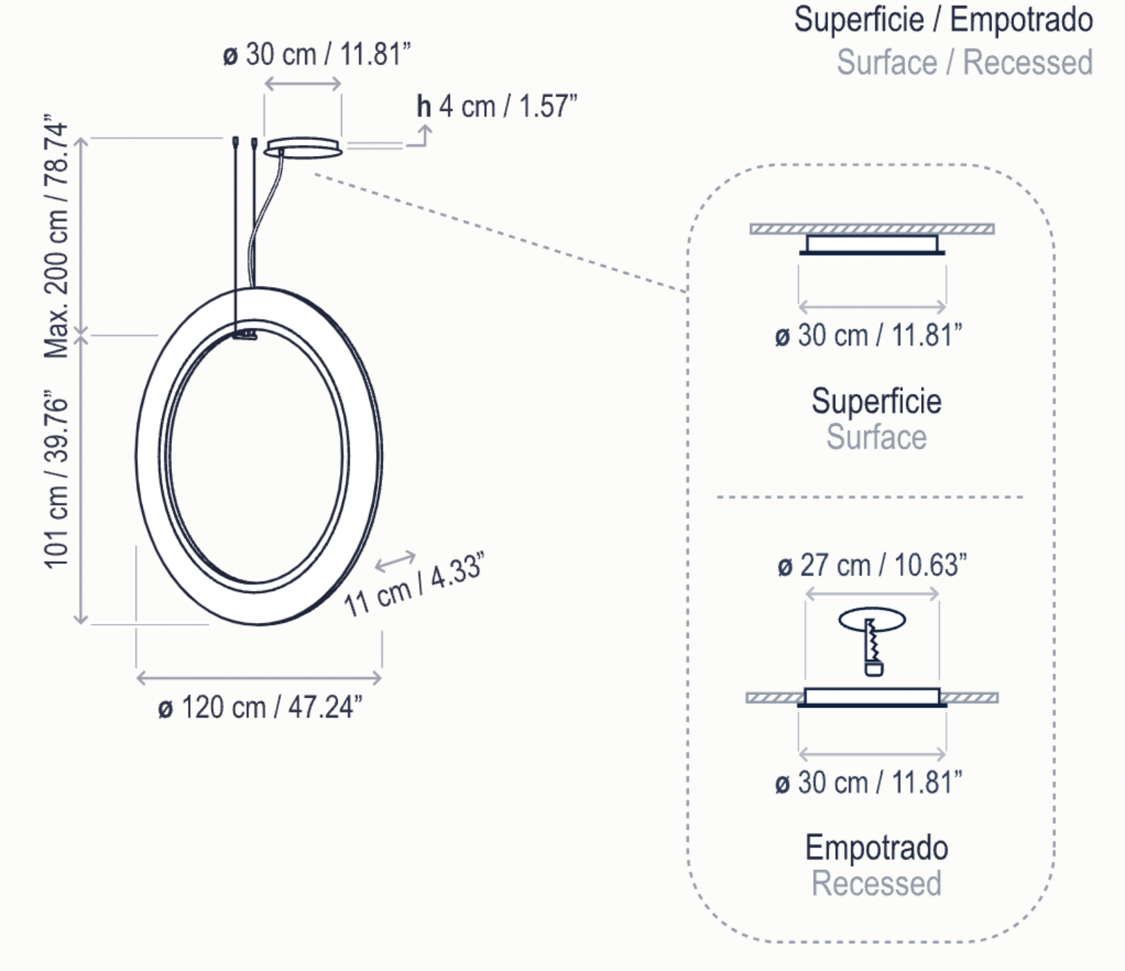 Bover Roda S/120/V LED Dimmable Pendant - 36604210190U