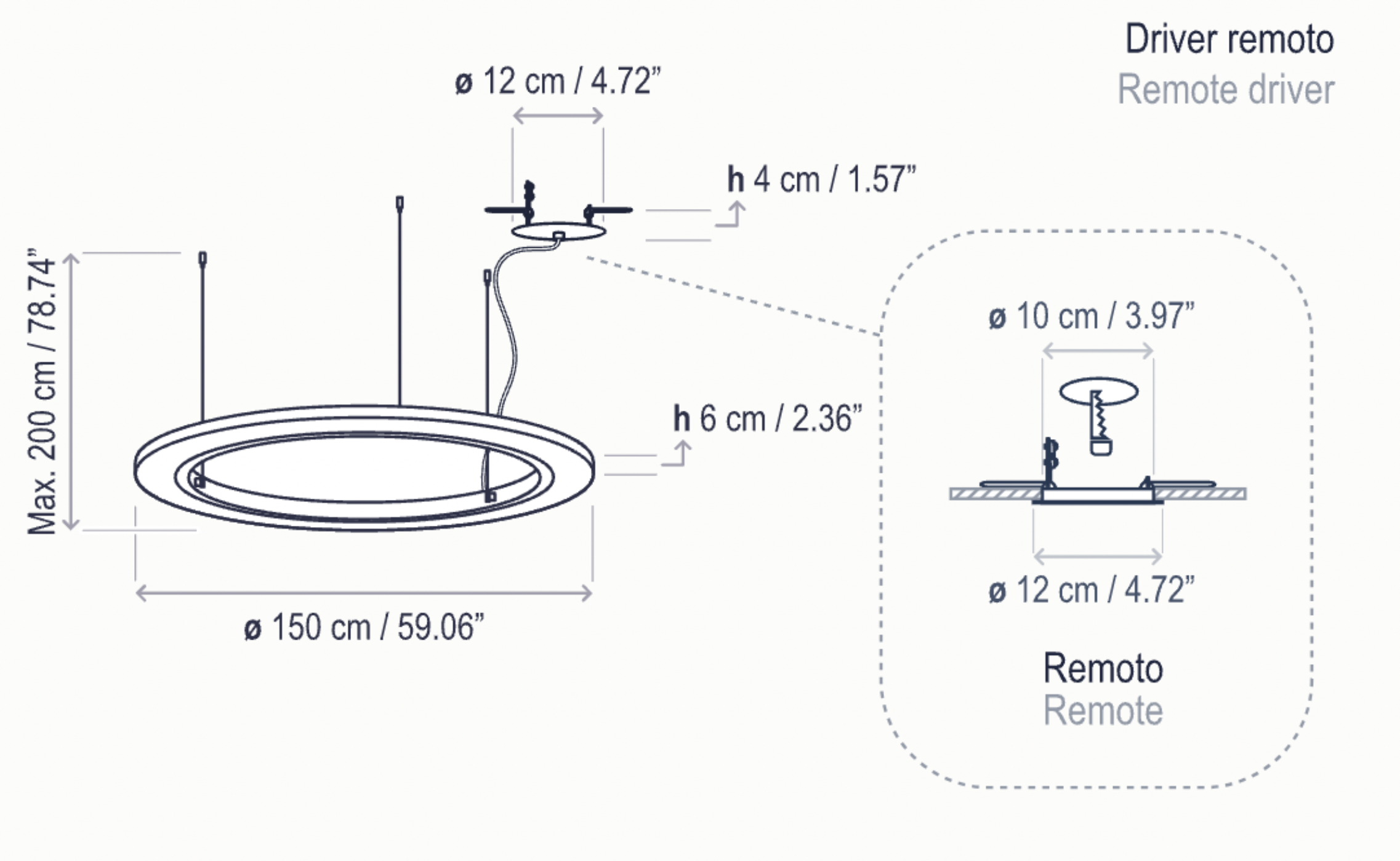 Bover Roda S/150 LED Dimmable Pendant - 36602210190U