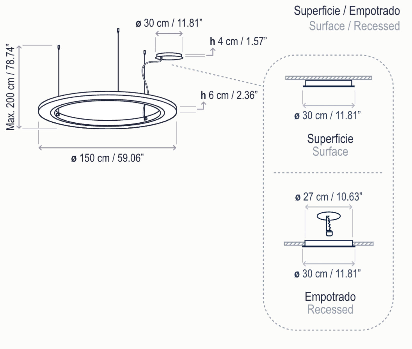 Bover Roda S/150 LED Dimmable Pendant - 36602210190U