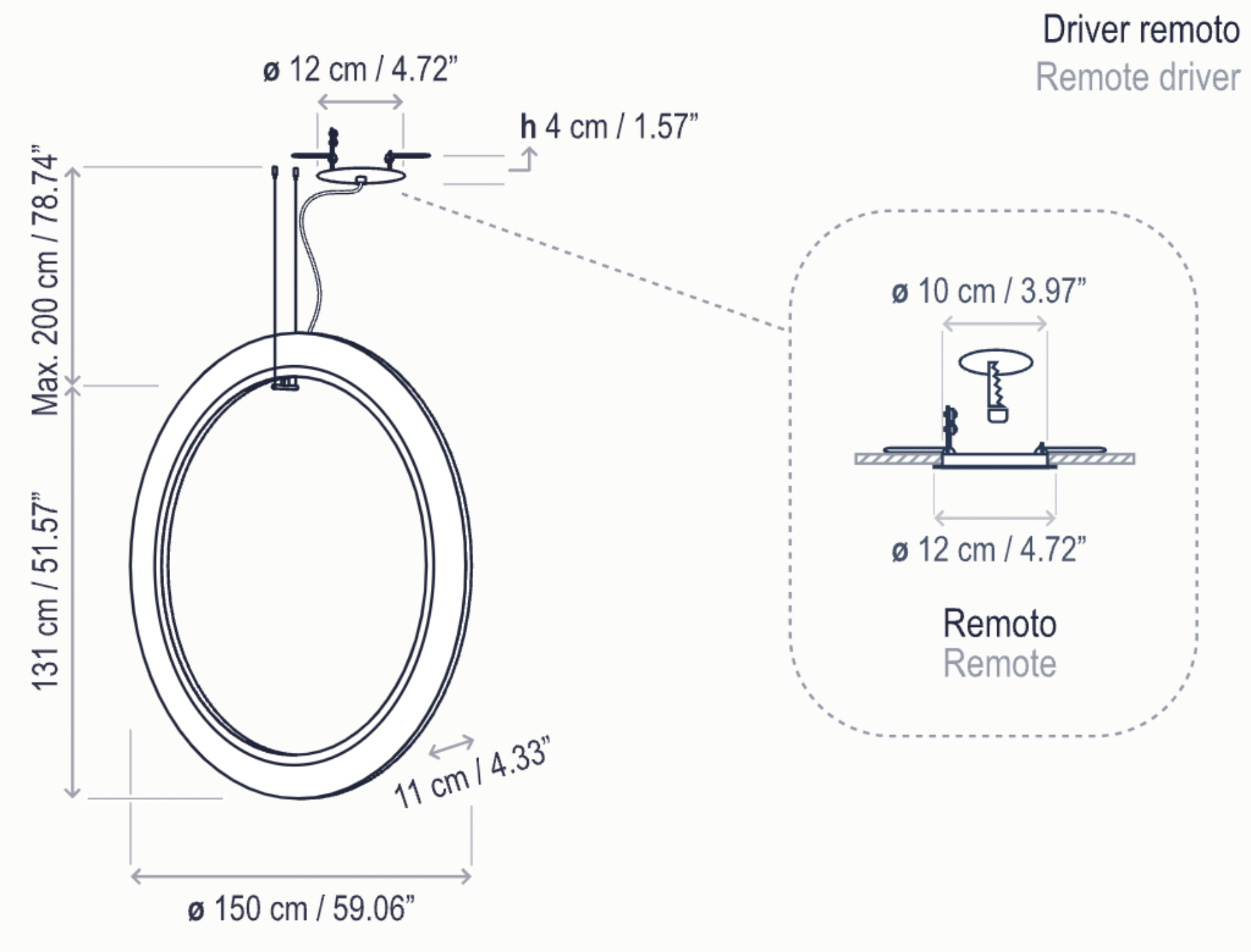 Bover Roda S/150/V LED Dimmable Pendant - 36605210190U