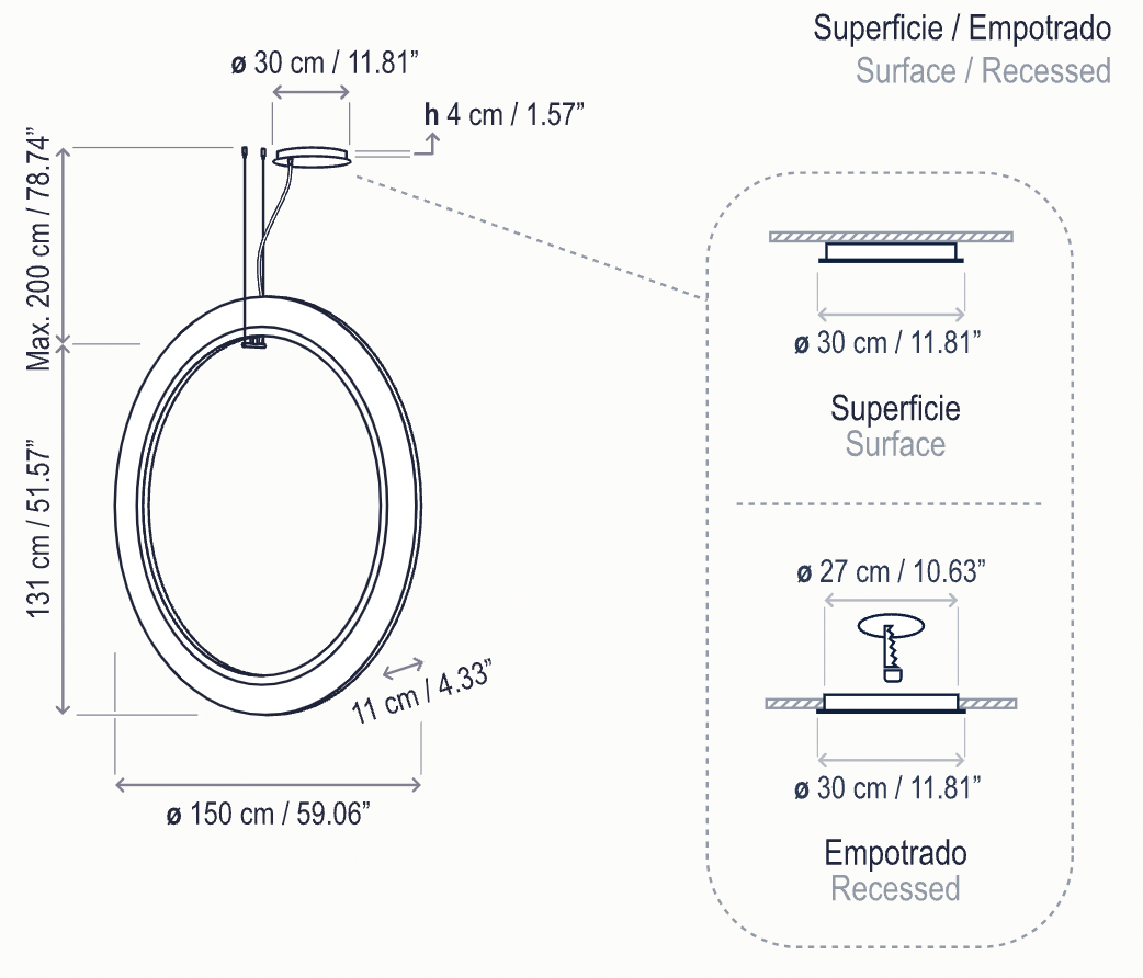 Bover Roda S/150/V LED Dimmable Pendant - 36605210190U