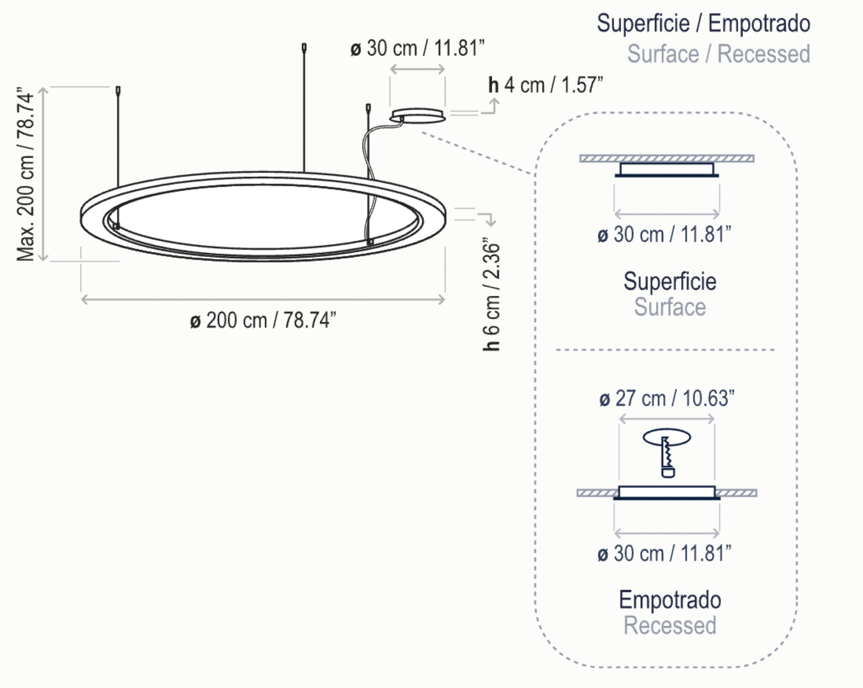 Bover Roda S/200 LED Dimmable Pendant - 36603210190U