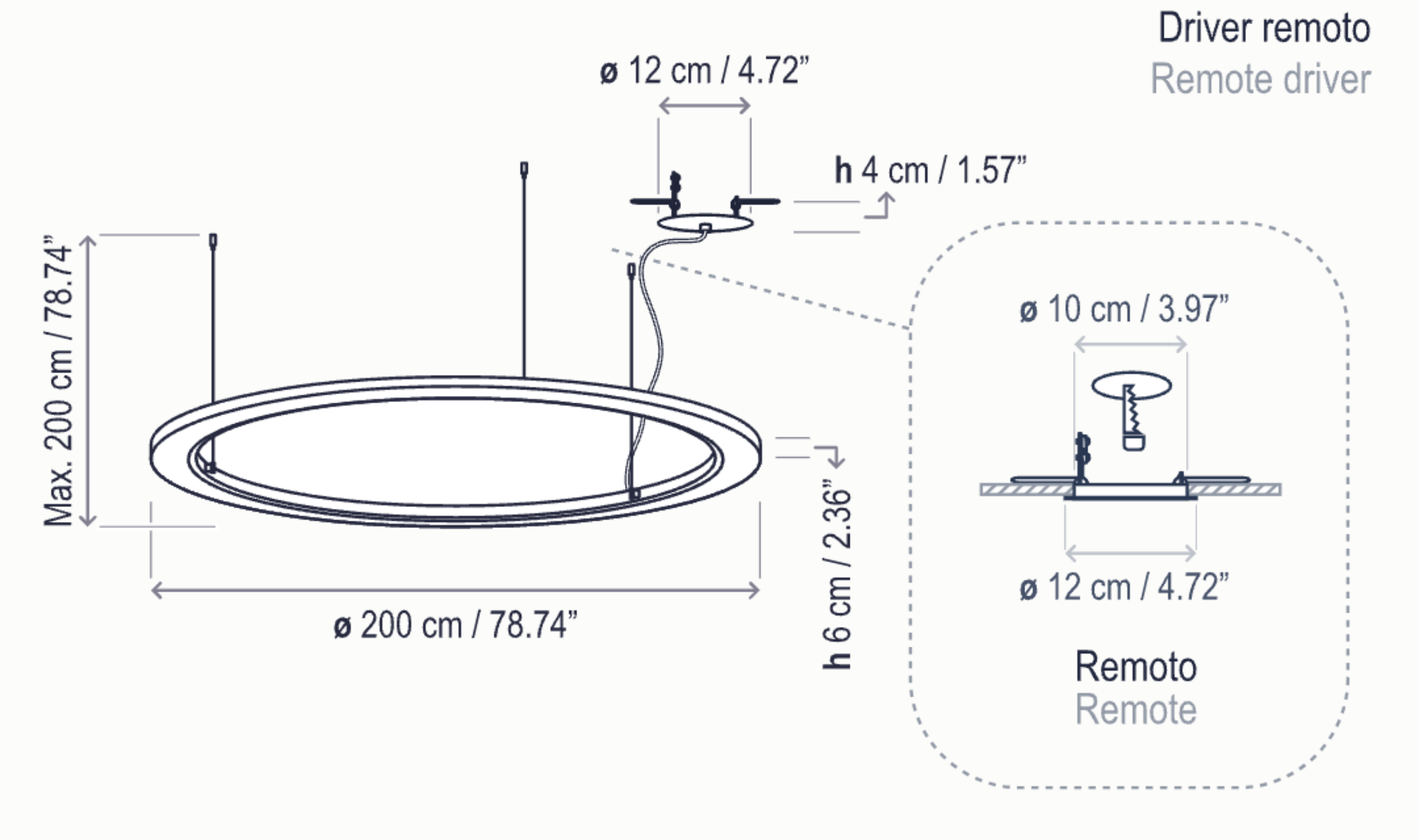 Bover Roda S/200 LED Dimmable Pendant - 36603210190U