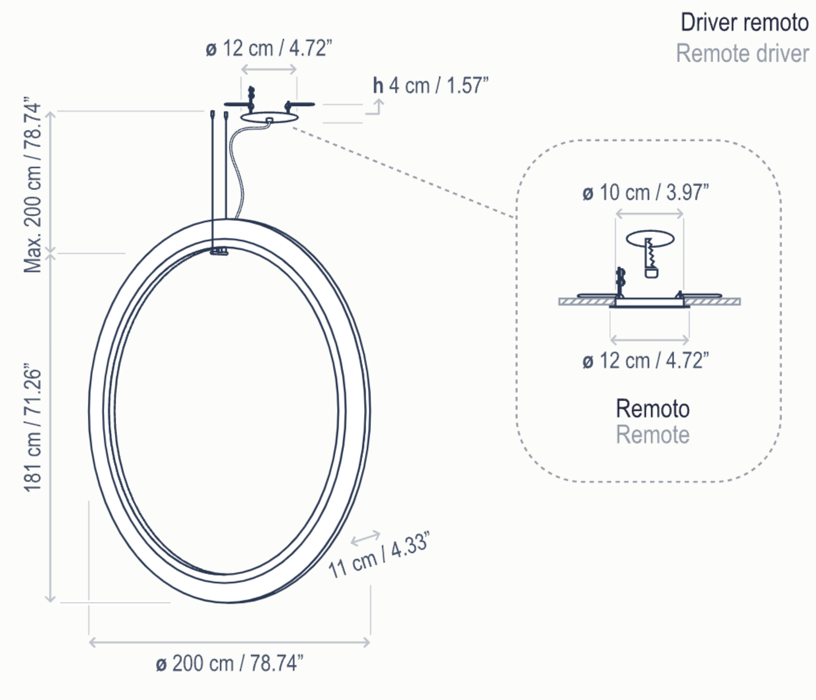 Bover Roda S/200/V LED Dimmable Pendant - 36606210190U