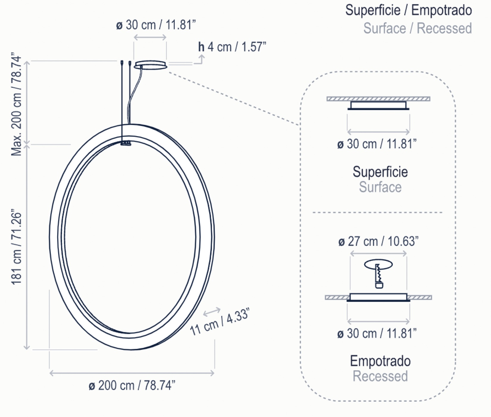 Bover Roda S/200/V LED Dimmable Pendant - 36606210190U