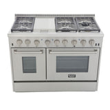 Kucht Professional 48 in. 6.7 cu ft. Propane Gas Range with Silver Knobs - KRG4804U/LP-S
