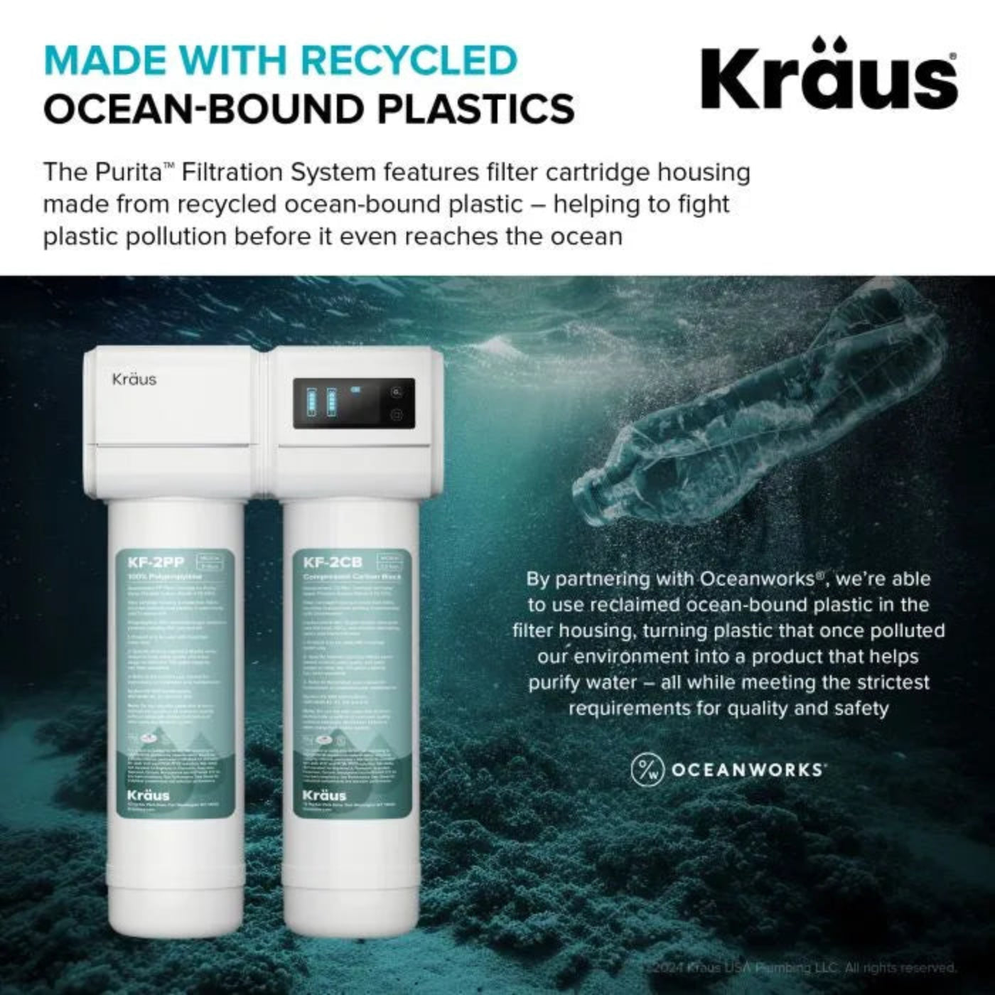KRAUS Bolden 2-in-1 Pull-Down Single Handle Water Filter Kitchen Faucet in Matte Black with Purita 2-Stage Under-Sink Filtration System - FS-1001-KFF-1610MB