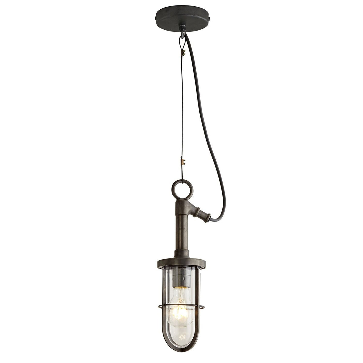 Davey Lighting Ship's Well Glass Pendant 7524 - Weathered Brass
