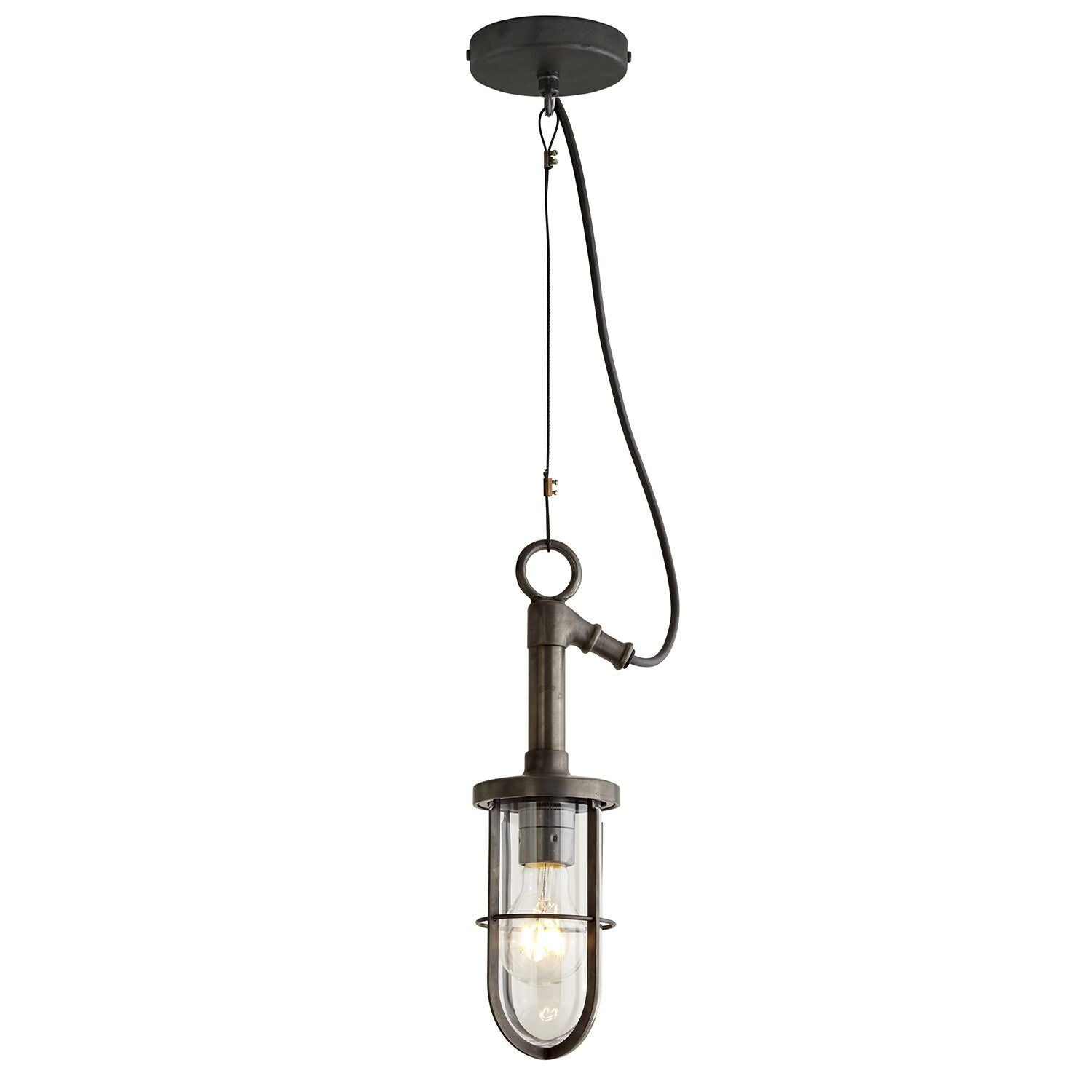 Davey Lighting Ship's Well Glass Pendant 7524 - Weathered Brass