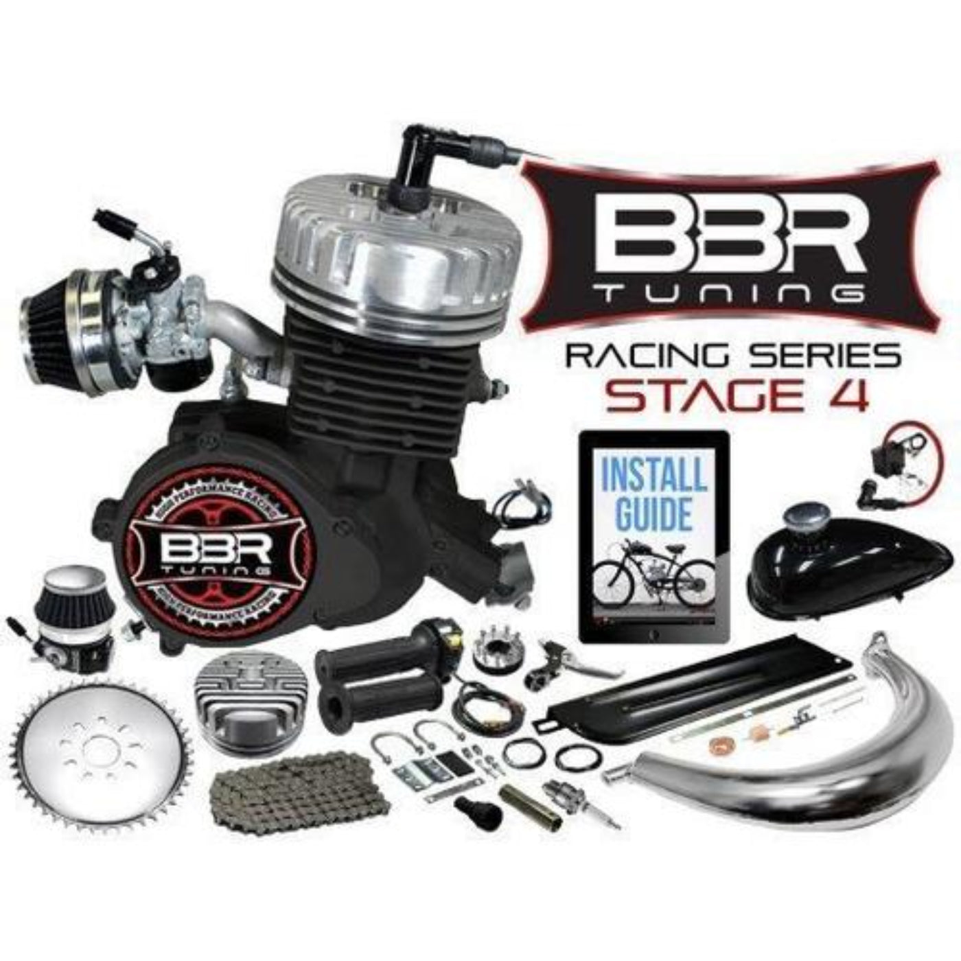 Tracer 26 Inch Men's Ace Beach Cruiser + BBR Tuning 2-Stroke Stage 4 Performance Engine - MB-TOUCH-M-BK + STK-BEK80-S + FH-CDI-ST1 + BBR-HPHEAD + FH-EXPCHAMB-CRM + WPS-2-B6HS + SD-HPCARB