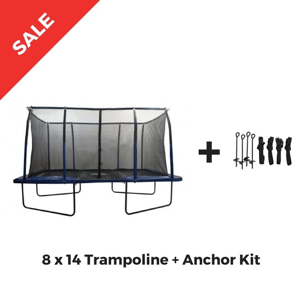 UPPER BOUNCE RECTANGLE TRAMPOLINE 8’ X 14’ MEGA INCL. ENCLOSURE SYSTEM - UBRTG01-814