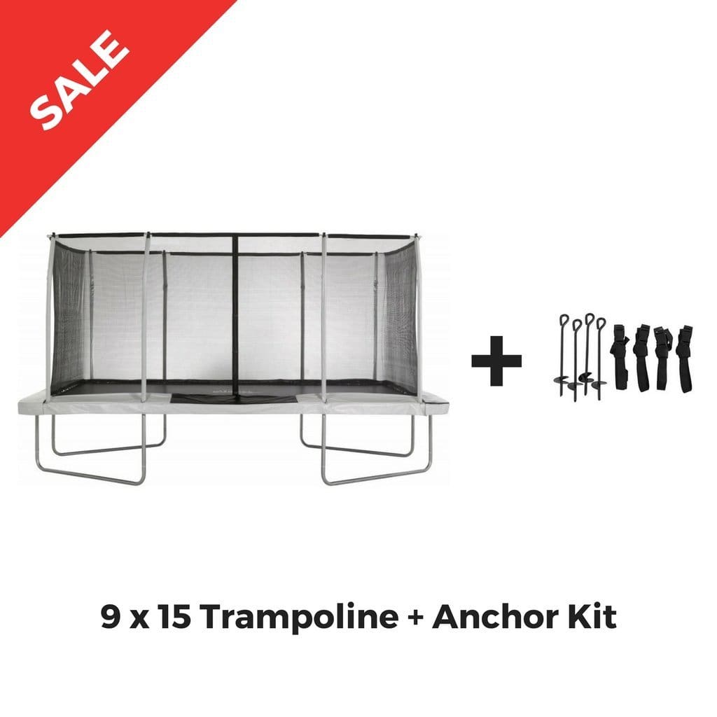 UPPER BOUNCE RECTANGLE TRAMPOLINE 9 X 15 MEGA WHITE INCL. ENCLOSURE - UB03EC-915E