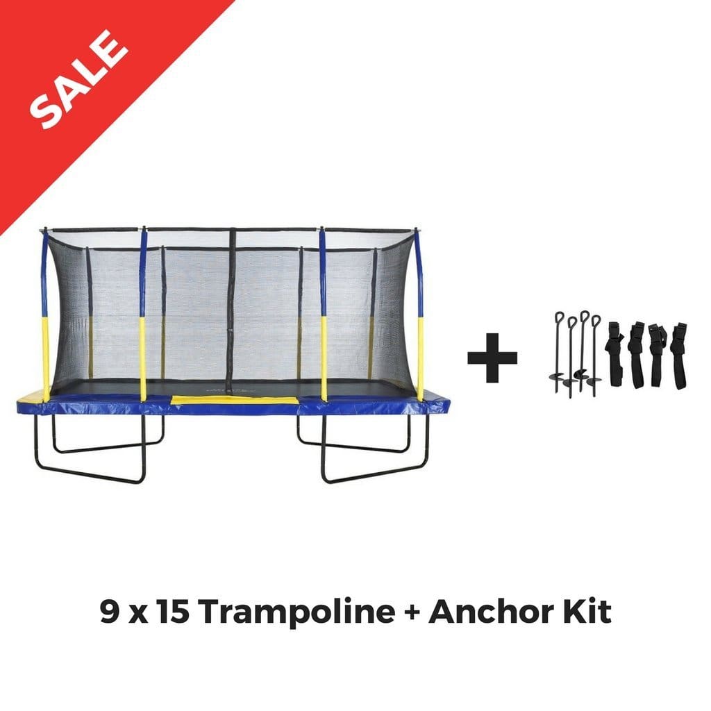 Upper Bounce Rectangle Trampoline 9’ X 15’ Mega with Enclosure System - UBRTG01-915