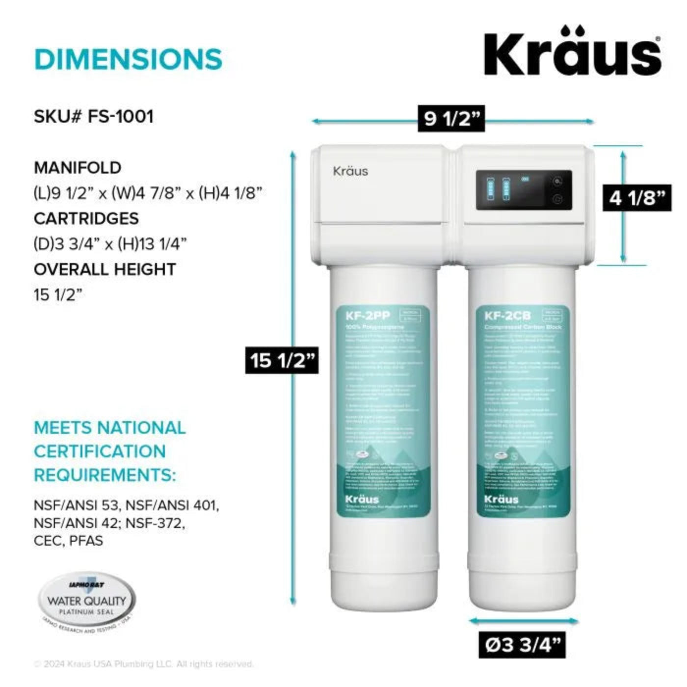 KRAUS Bolden 2-in-1 Pull-Down Single Handle Water Filter Kitchen Faucet in Matte Black with Purita 2-Stage Under-Sink Filtration System - FS-1001-KFF-1610MB