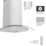 Alpine ZLINE Alpine Series Convertible Island Mount Range Hood in Stainless Steel (ALP70IS) - ALP70IS-30